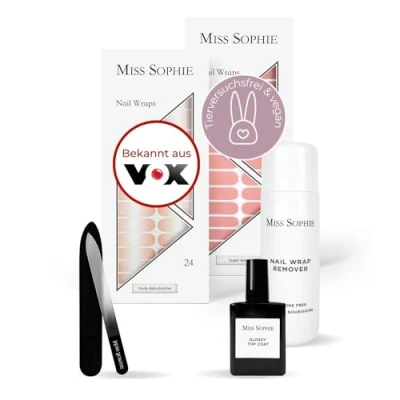Abbildung von Original Miss Sophie Starterset I Selbstklebende Nagelfolien Nagelaufkleber in Nude Babyboomer &amp; Sugar Babe Kein Absplittern Langer Halt Schnelle einfache Anwendung Premium Nagellackfolie
