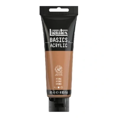 Abbildung von Liquitex 8870057 Basics Acrylfarbe, monopigmentierte Künstlerpigmente, lichtecht, mittlere Viskosität, Archivqualität, seidenglänzender Finish, 118ml Tube Bronze