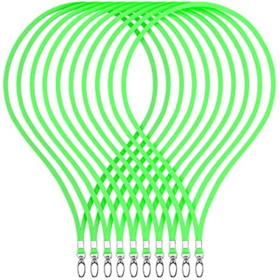 Abbildung von WEBBOMB 10 Stück Schlüsselband Lanyard 360 Umhängeband 5 Farben edel glänzend mit Karabiner für Zugangskarten Ausweishalter Büro ID Karte Fahrkartenhülle Schlüsselbänder Handy Band (neongrün)
