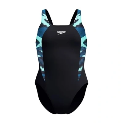 Abbildung von Speedo HyperBoom Splice Muscleback Swimsuit Classic Design Quick Drying Training Fitness Chlorine Resistant Badeanzug für Damen, Dark Teal, 38