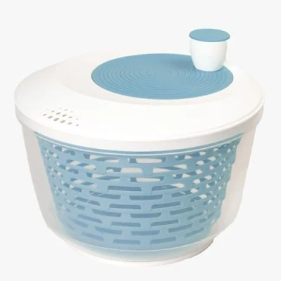 Abbildung von Westmark Salatschleuder, Fassungsvermögen: 4,4 Liter, ø 23,5 cm, Kunststoff, BPA frei, Spinderella, Farbe: Transparent/Weiß/Blau, 2430226B