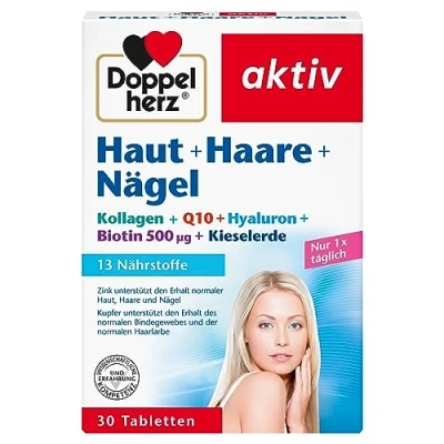 Abbildung von Doppelherz Haut + Haare Nägel 13 Nährstoffe Mit Zink &amp; Biotin als Beitrag zum Erhalt normaler Haut, und 30 Tabletten