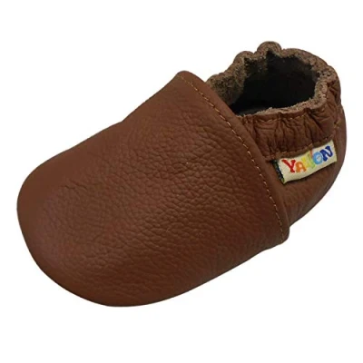 Abbildung von YALION Baby Weicher Leder Lauflernschuhe Krabbelschuhe Babyschuhe Babyhausschuhe (EU 25/26=XXL, Braun)