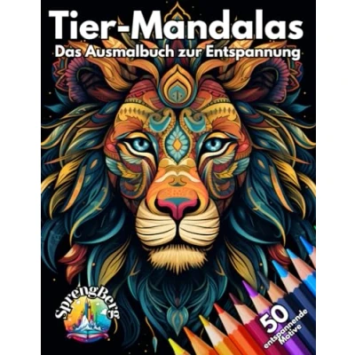 Abbildung von Tier Mandala Malbuch für Erwachsene: 50 tierische Ausmalmotive zum Ausmalen im Stil zur Entspannung, Stressabbau, Achtsamkeit und Förderung der Kreativität (Tier Malbücher)