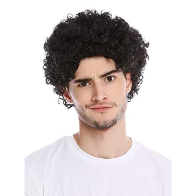 Abbildung von WIG ME UP PW0186 P103 Perücke Herren Damen Karneval kurz Kraus gelockt Locken kurzer Afro schwarz Mopp