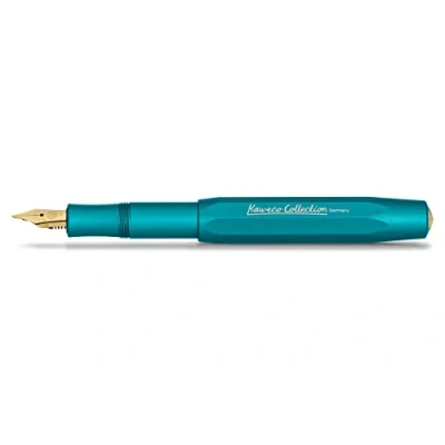 Abbildung von Kaweco COLLECTION Füllfederhalter Iguana Blue I Premium Füllhalter mit vergoldeter Stahlfeder und Iridiumspitze für Tintenpatronen Sport Füller 13 cm Federbreite: B (Breit)