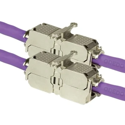 Abbildung von odedo 2x CAT 6A / 7 Kabelverbinder STP 10GE geschirmt werkzeugfreie Montage AWG 22 26 Patchkabel Verlegekabel