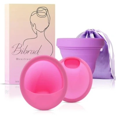Abbildung von Menstruationsscheibe Bibrad mit Anti Spill Zone 2 Menstrual Disc S+L, Sterilisator, Lagertasche, Handbuch Periodenscheibe Alternative zu Periodenunterschwäsche und Menstruationstasse