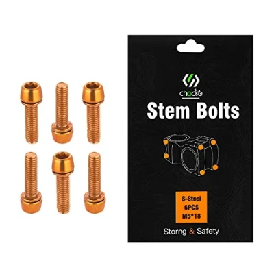 Abbildung von Chooee Schrauben für Fahrradlenker, M5 x 18 mm, MTB/Rennrad, 6 Stück, Orange