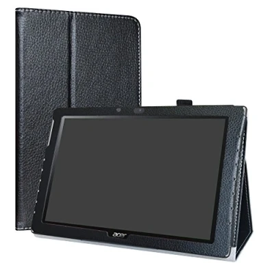 Abbildung von LiuShan Acer Iconia One 10 B3 A40 hülle, Folding PU Leder Tasche Hülle Case mit Ständer für 10.1&quot; Android Tablet,Schwarz