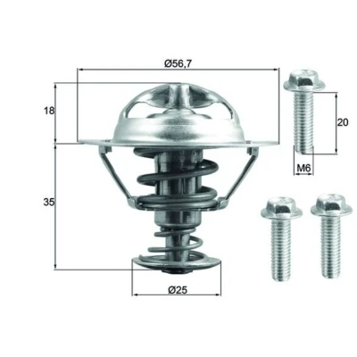 Abbildung von MAHLE ORIGINAL TX 202 90D Kühlwasserthermostat 90 56,7 mit Dichtung VOLVO: XC70 II Estate, XC60 I, C30, FORD: Focus 2, S Max Mk1