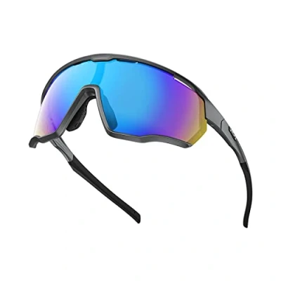 Abbildung von OLIFE Fahrradbrille Polarisierte Sportbirlle TR90 Rahmen für Herren Damen Radfahren MTB Sonnenbrille Fahren/Angeln/Ski/Laufen(Blau Revo)