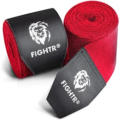 Abbildung von FIGHTR® Premium Boxbandagen für max. Stabilität und Sicherheit 4m halb elastische Bandage mit Daumenschlaufe Boxen, MMA, Muay Thai Box Hand Sport Set aus 2