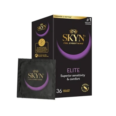 Abbildung von SKYN Elite SKYNFEEL Kondome für Herren Standardgröße, ultradünn und weich, gerade glatte Form, Durchmesser 53 mm, 36 Stück