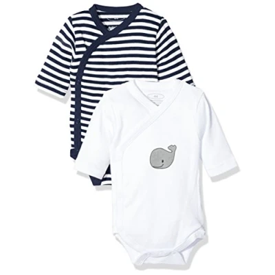Abbildung von Playshoes Unisex Baby Wickel body 1/1 arm 2er Pack Wal 809503, 11 marine, 62