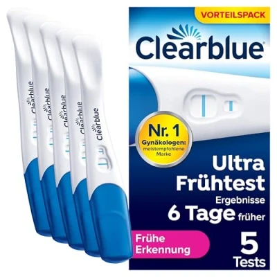 Abbildung von Clearblue 5x Schwangerschaftsfrühtest Ultra Früh (10 mIU), Ergebnisse 6 Tage früher, Vorteilspack