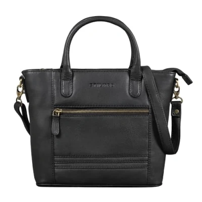 Abbildung von STILORD &#039;Meghan&#039; Leder Handtasche Damen Umhängetasche Klein Ledertasche für Frauen zum Umhängen und Ausgehen Elegante Schultertasche Henkeltasche Echtleder, Farbe:schwarz