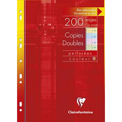 Abbildung von Clairefontaine 47111C Packung mit 100 Blatt Klausurbogen A4 21x29,7 cm, 90g, gelocht, französische Lineatur, Farben sortiert, 1 Pack