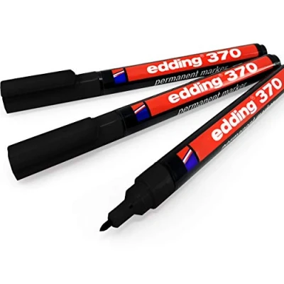 Abbildung von Edding 370 Permanentmarker, 1 mm Rundspitze, Schwarz, 3 Stück