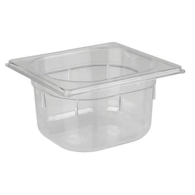 Abbildung von Vogue Wiederverwendbarer Polycarbonat Kunststoffbehälter 1/6 Gastronorm 100mm, klar, Lebensmittelaufbewahrung, 40C bis 100C, transparent, spülmaschinenfest U240