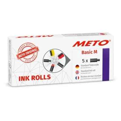 Abbildung von Meto Farbrollen für Basic M/Arrow M, Handauszeichner (5 Stück, schwarz, 2 zeilig, 22x16 mm Etiketten)