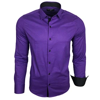 Abbildung von Baxboy Herren Hemd Langarm/Business Freizeit Hochzeit/Bügelleicht/Slim Fit/Anzug Kentkragen B 500, Farbe:Lila, Größen:3XL