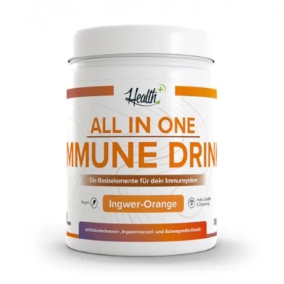 Abbildung von Health+ All in One Immune Drink, reich an Vitamin C und D, Geschmack Ingwer Orange 300 g