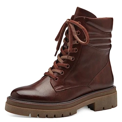Abbildung von MARCO TOZZI Damen Stiefeletten zum Schnüren aus Kunstleder Plateau, Braun (Chestnut), 40