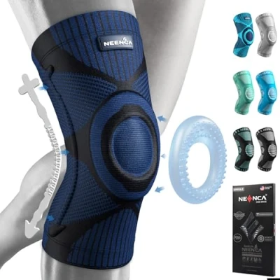 Abbildung von NEENCA Kniestütze, Komprimierte Kniebandage mit Patella Gel Pads &amp; Feder Seitenstabilisatoren, Medizinischer Knieschützer für Laufen, Meniskusriss, Arthritis, Gelenkschmerzlinderung, ACL, Erholung