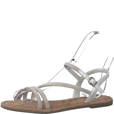 Abbildung von Tamaris Damen 1 28124 42 Flache Sandale, Silber, 36 EU