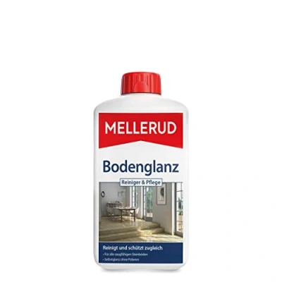 Abbildung von MELLERUD Bodenglanz Reiniger &amp; Pflege 1 x l Effizientes Reinigungsmittel zur Entfernung von Verschmutzungen für saugfähige Steinböden im Innenbereich