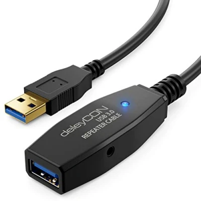 Abbildung von deleyCON 7,5m Aktives USB 3.0 Kabel Aktive Verlängerung mit 1 Signalverstärker USB3.0 Repeaterkabel Verlängerungskabel PC Computer Drucker Scanner