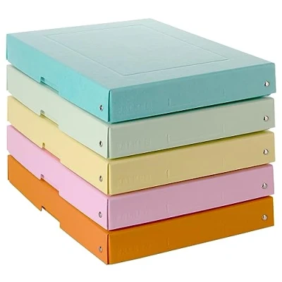 Abbildung von Original Falken 5er Pack PureBox Pastell. Made in Germany. 40 mm hoch DIN A4 farbig sortiert. Aufbewahrungsbox mit Deckel aus stabilem Karton Vegan Geschenkbox Transportbox Schachtel Allzweckbox