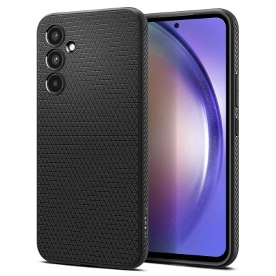 Abbildung von Samsung Galaxy A54 (5G) Hülle Silikon Spigen Soft Case/Backcover Handyhülle Schwarz Shockproof/Stoßfest
