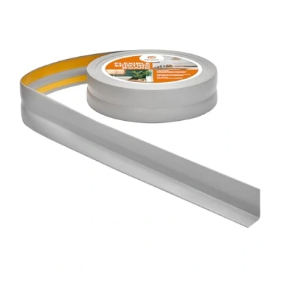 Abbildung von Quest Weichsockelleiste Selbstklebend, PVC Sockelleiste, Abschlussleiste 32 mm x 23 Flexible Knickleiste für Innenbereich, Wand, Boden Dicht, Dekorativ 25 Meter, Grau