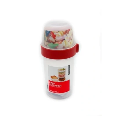 Abbildung von Lock &amp; Two Way Müsli to go Becher aus Kunststoff Kleine Lunchbox mit Schraubdeckel und Zwei Behältern 760 ml 310