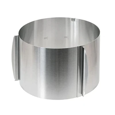 Abbildung von wenco Premium Tortenring, Verstellbar 16 30 cm Durchmesser, 15 Höhe, Mit Skala, Hitzebeständiges Backzubehör, Edelstahl, Silber