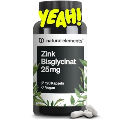 Abbildung von Zink Kapseln 120 Stück 25mg pro Kapsel gut verträgliches Zinkbisglycinat (Zink Chelat) Alternative zu Tabletten vegan, hochdosiert, ohne unnötige Zusätze