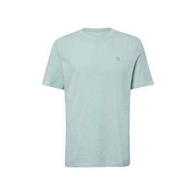 Abbildung von T Shirt mit Flammgarnstruktur und Logo Print ozeangrün XL