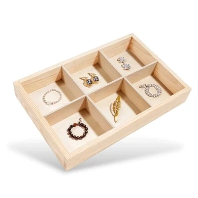 Abbildung von Creative Deco Kleine Setzkasten Holz Sammelbox 6 Fächer 27,5 x 18 4 cm (+/ 0,5 cm) Holztablett Bemalen Sortierung Speicherregal Box Drucker Perfekt für Decoupage, Lagerung, Dekoration