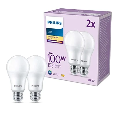 Abbildung von Philips Classic LED E27 Lampe, 100W, matt, warmweiß, nicht dimmbar, Doppelpack