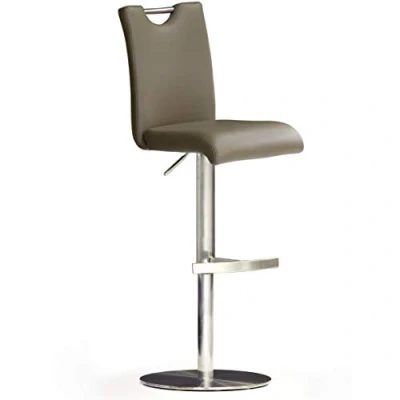 Abbildung von Robas Lund Barhocker Leder Cappuccino mit Lehne Barstuhl drehbar 360 Grad, Hocker höhenverstellbar, BAR.DO, 50 x 42 116 cm