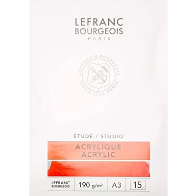 Abbildung von Lefranc Bourgeois 301340 Studio Acrylmalblock 15 Blatt A3, 190 g/m² mit Leinwandstruktur, Acrylmalpapier zum Zeichen Acrylfarben