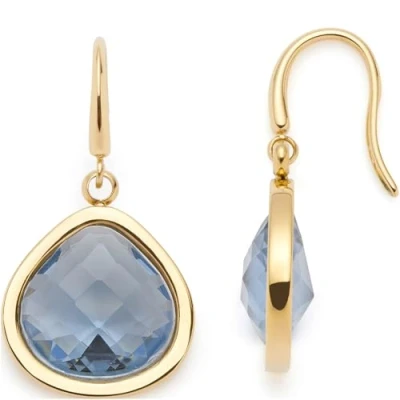 Abbildung von JEWELS BY LEONARDO Ohrhänger Juvinga, 1 Paar Ohrringe aus goldfarbenem Edelstahl, blauer Glasstein in abgerundeter Dreiecksform, Schmuck Damen Geschenk, 024426