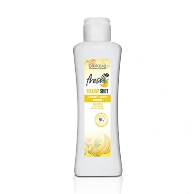 Abbildung von SALERM Yellow Shot Reparatur Shampoo Biokera Fresh 300 ml Repariert und schützt für glänzendes krauses Haar ohne Sulfate Parabene