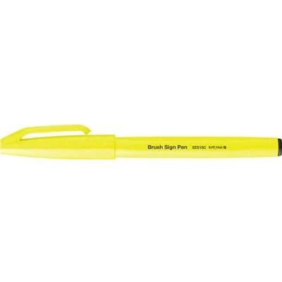 Abbildung von Pentel SES15C FGX Brush Sign Pen neon gelb, Faserschreiber, pinselähnliche Spitze, 10 Stück