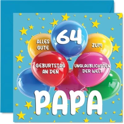 Abbildung von Stuff4 64. Geburtstagskarte Papa Unglaublichsten der Welt Geburtstagskarten für 64 Jahre von Sohn Tochter, 145mm Geburtstag Glückwunschkarten