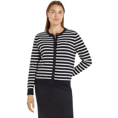 Abbildung von Tommy Hilfiger Damen Cardigan Jersey Stitch Elegant, Mehrfarbig (Desert Sky/Ivory Petal STP), S