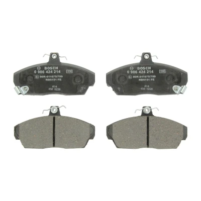 Abbildung von BOSCH 0 986 424 214 Bremsbelagsatz Low Metallic mit integriertem Verschleißsensor Anti Quietsch Blech HONDA: CIVIC 6 Aerodeck, 7 Hatchback