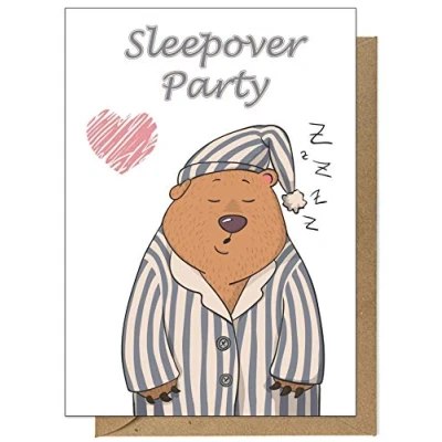 Abbildung von 20 Einladungskarten Kindergeburtstag: Sleepover Party Übernachtungsparty Geburtstagseinladungen Einladungen Geburtstag Kinder Mädchen (20 Karten mit passenden Umschlägen Briefumschlägen)